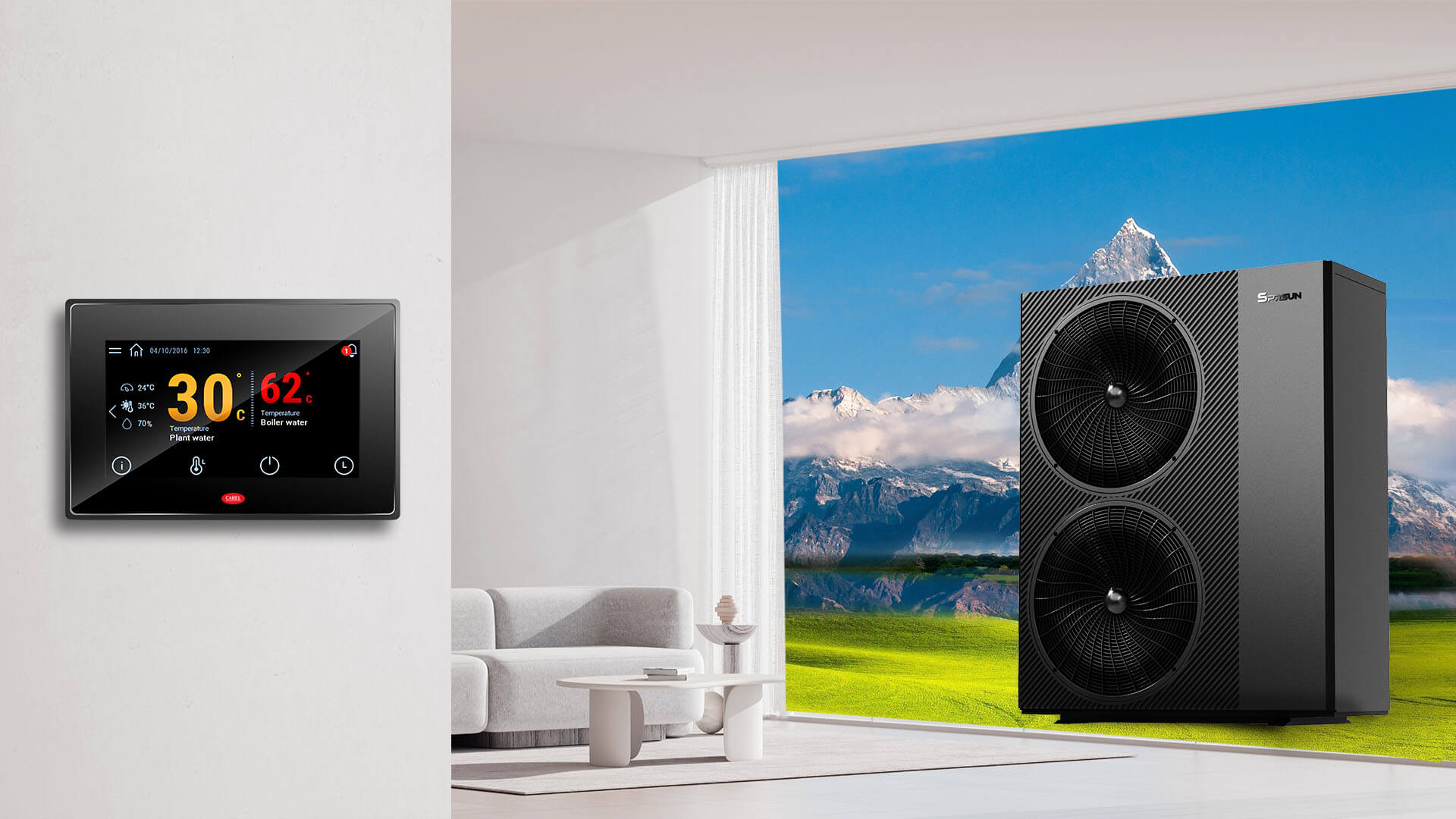 SPRSUN pompă de căldură neagră folosită pentru casă