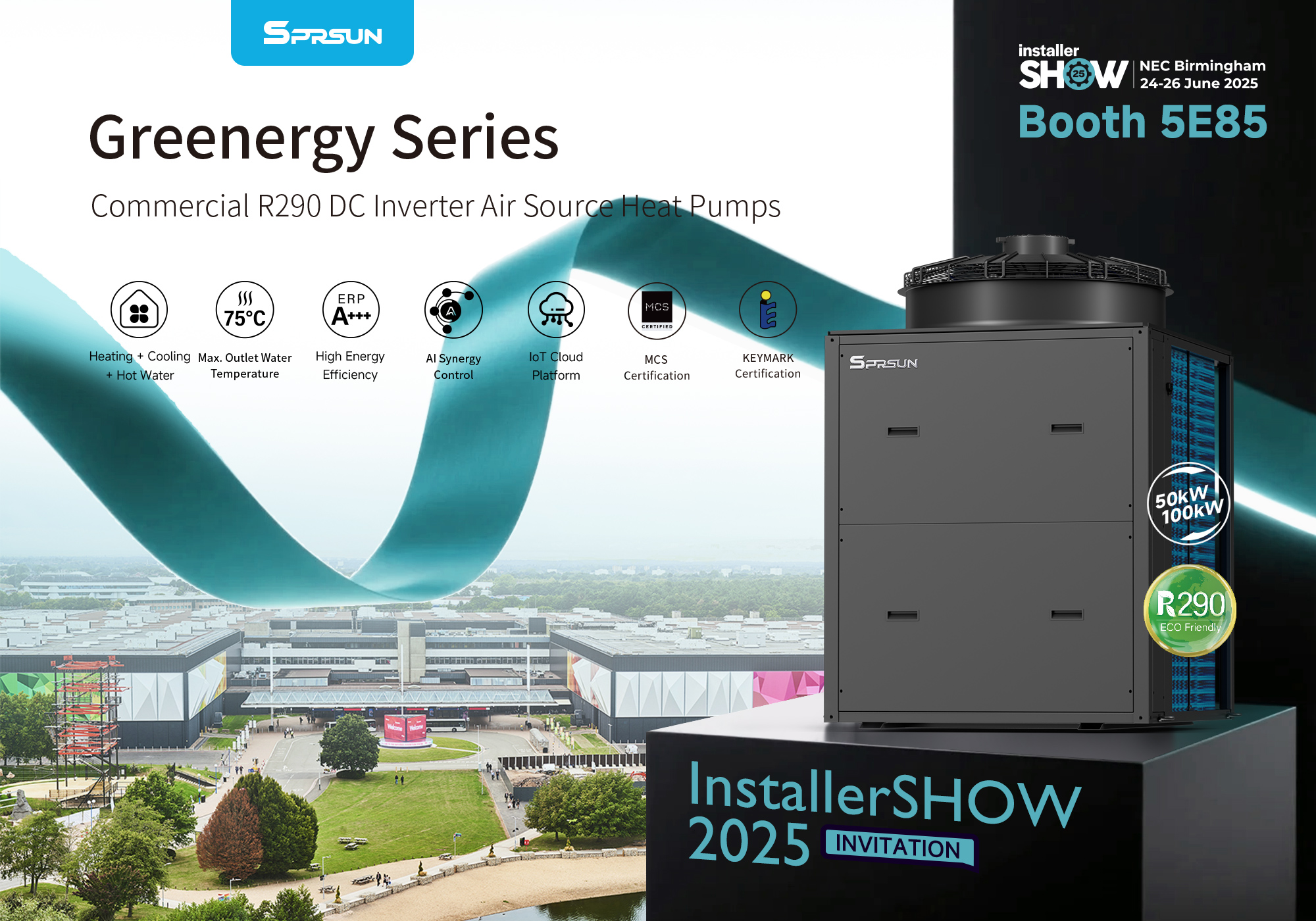 R290 DC Invertor Sursa de aer comercial Pompa de căldură